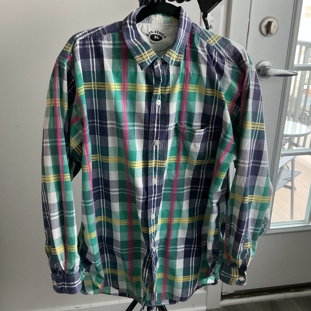 Vintage Saratoga Robert Peritz Summer Plaid Men's Shirt XL